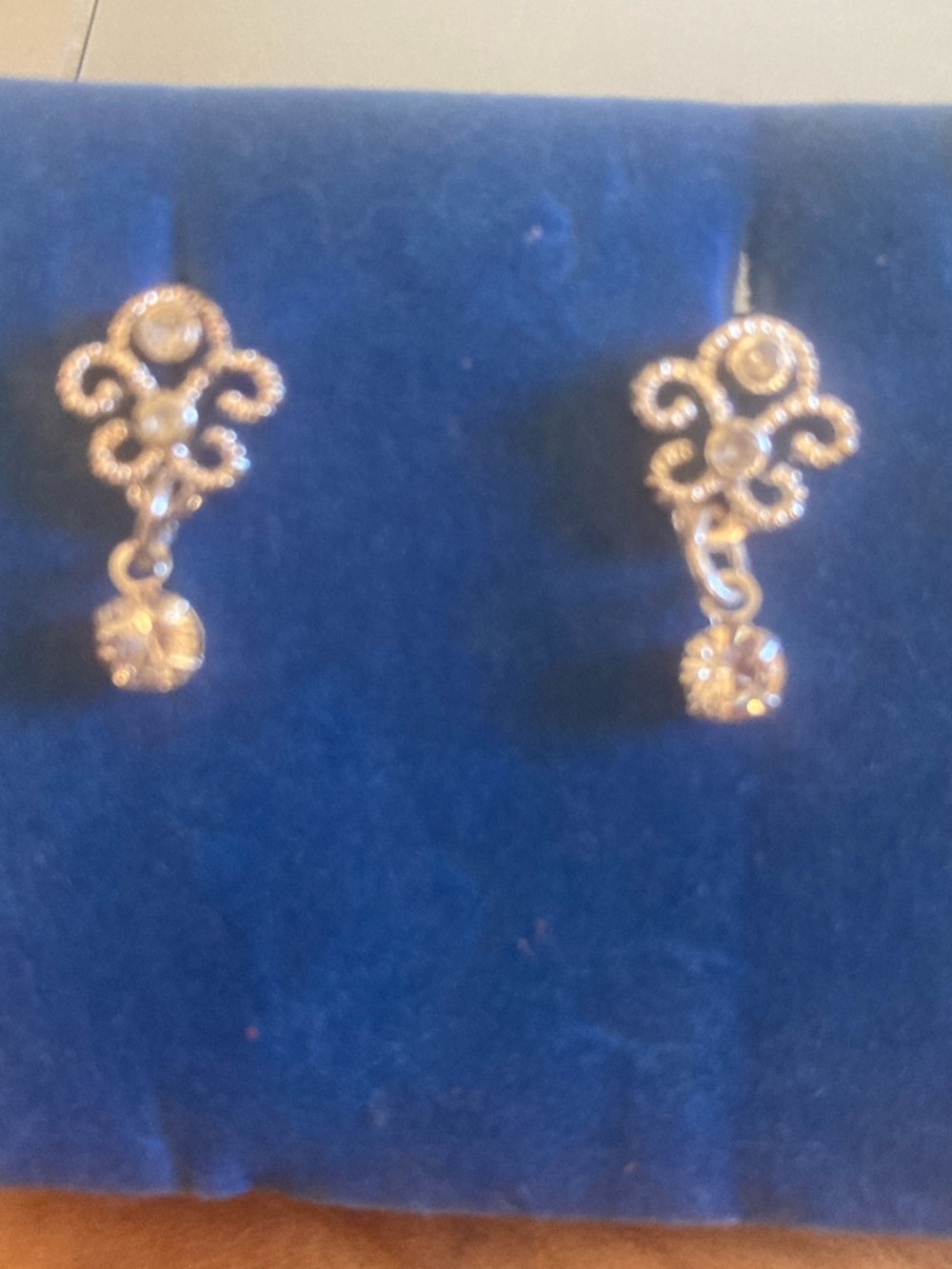 Vintage-Inspired Silver Crystal Drop Earrings - Silver